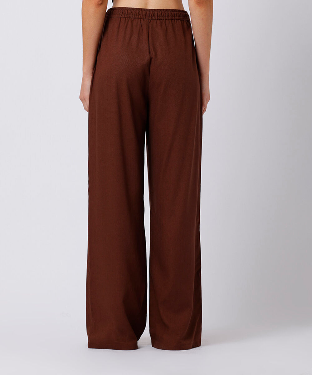 calça estilo pijama feminina com linho mindset marrom