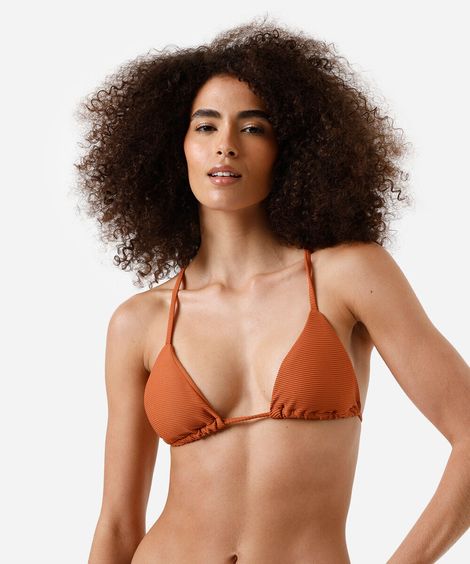biquíni top cortininha feminino canelado marrom
