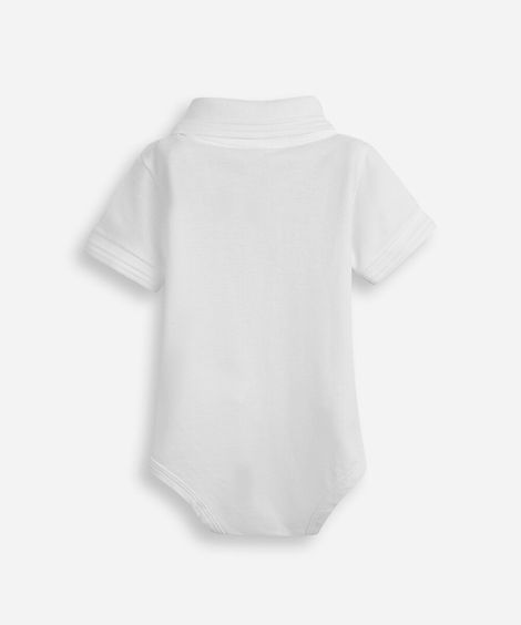 body polo infantil de algodão manga curta com bordado  off white