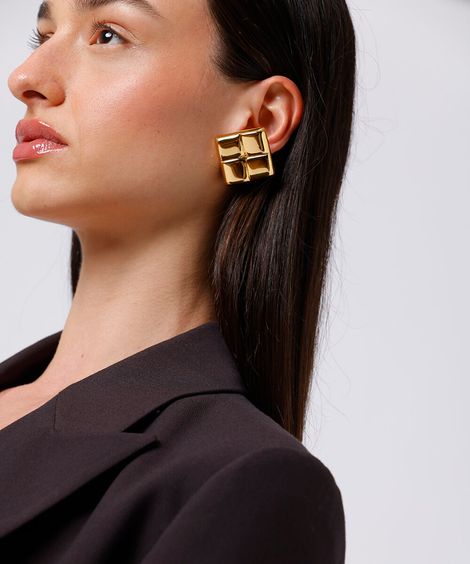 brinco quadrado mindset dourado