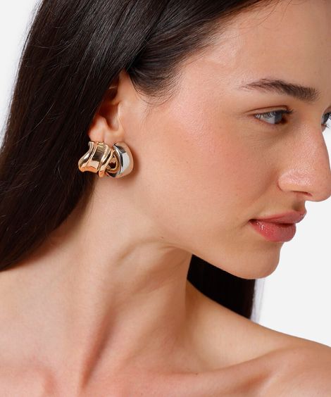 kit de 2 brincos argolas mindset colorido