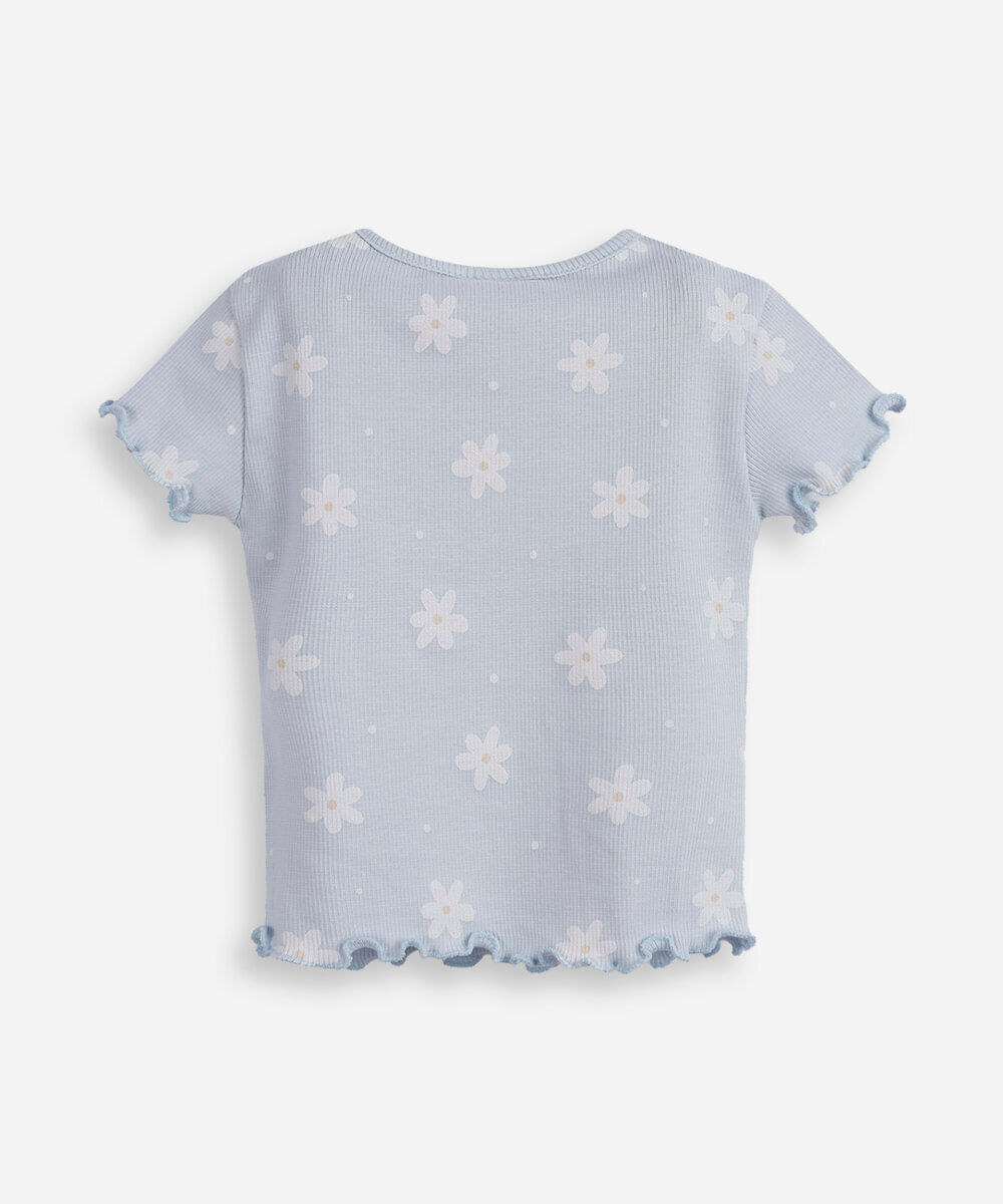 blusa infantil canelada margaridas azul