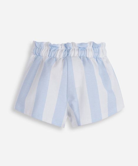 short clochard infantil de moletinho listrado azul
