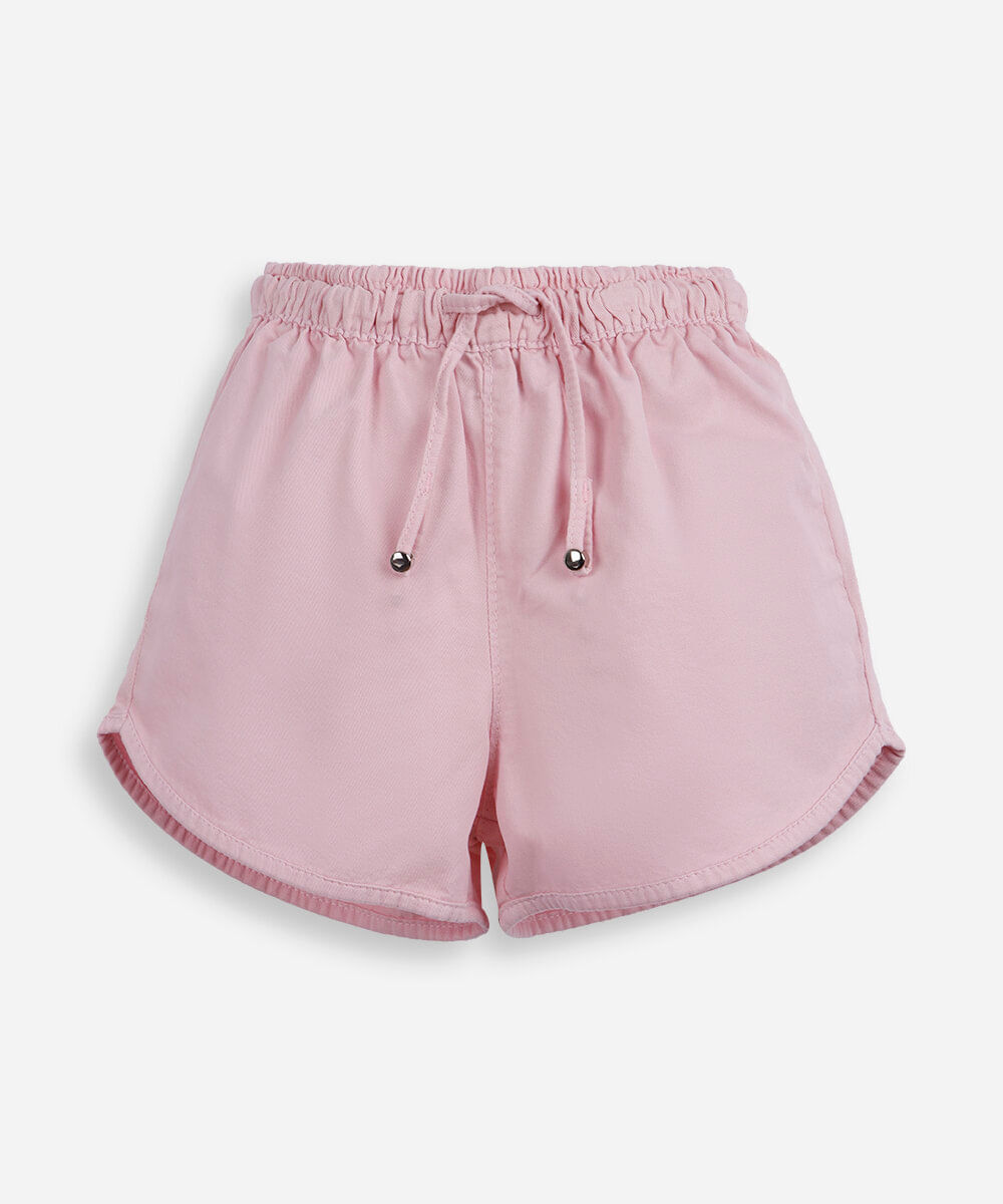 short clochard infantil em algodão rosa