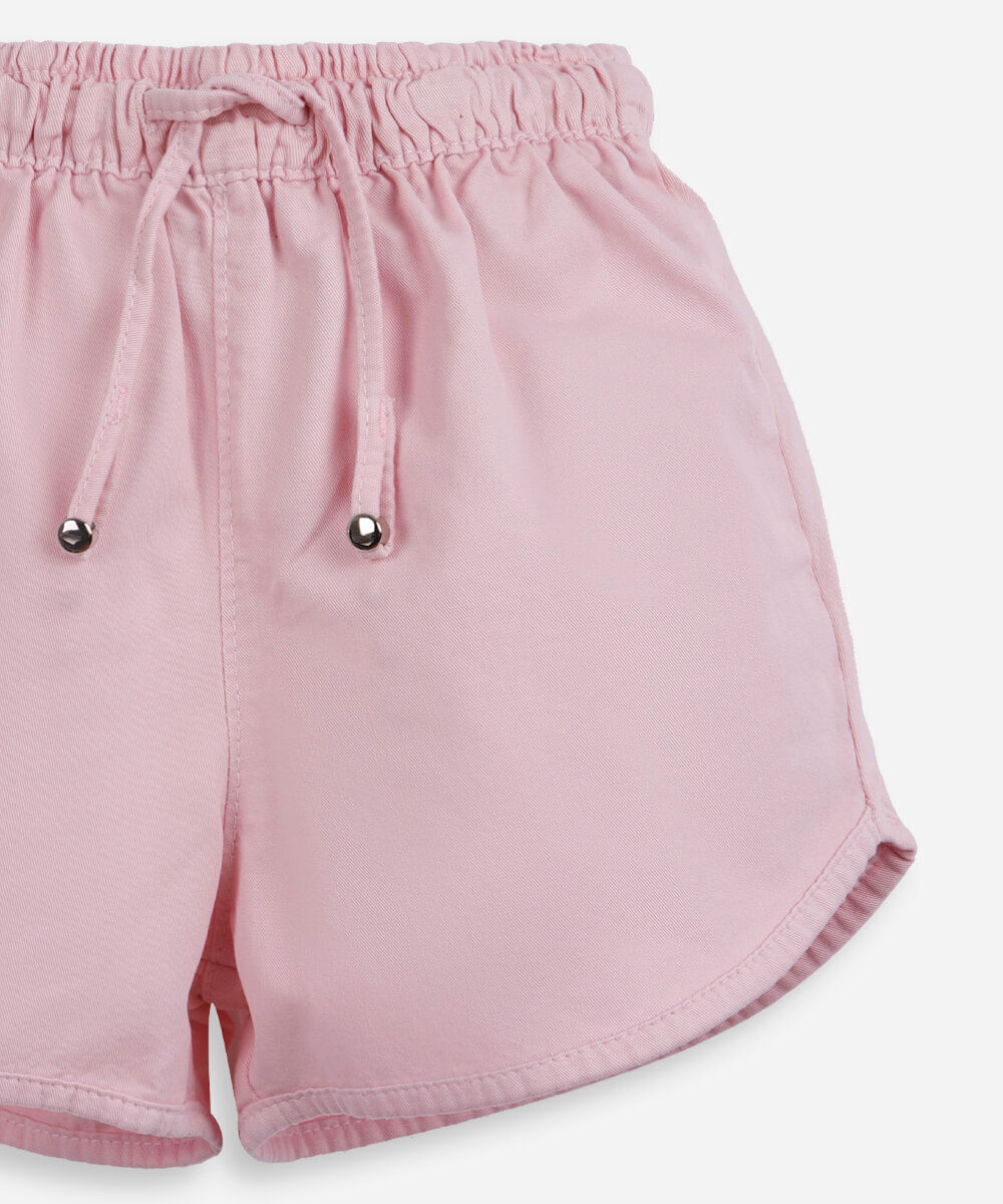 short clochard infantil em algodão rosa