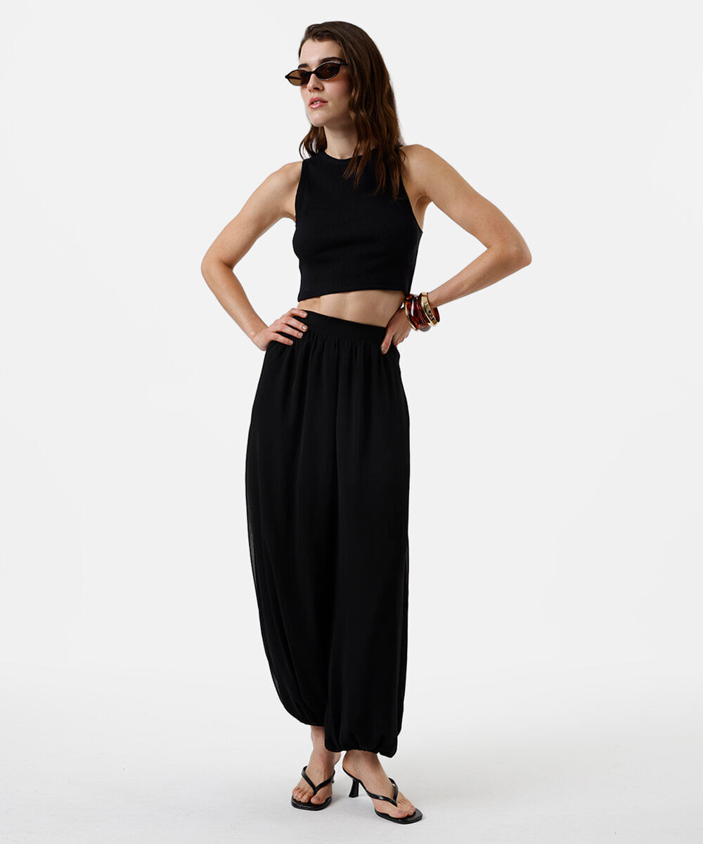 cropped básico feminino de algodão canelado preto