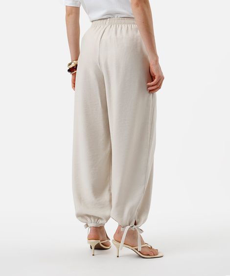 calça aladim feminina com viscose e amarração bege