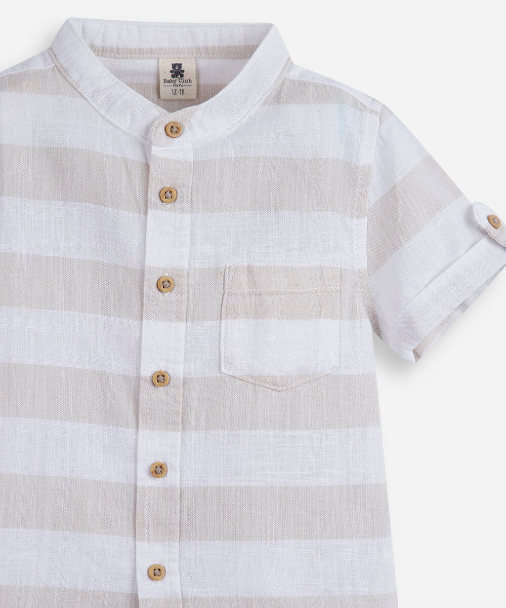 conjunto infantil de algodão com manga curta bege