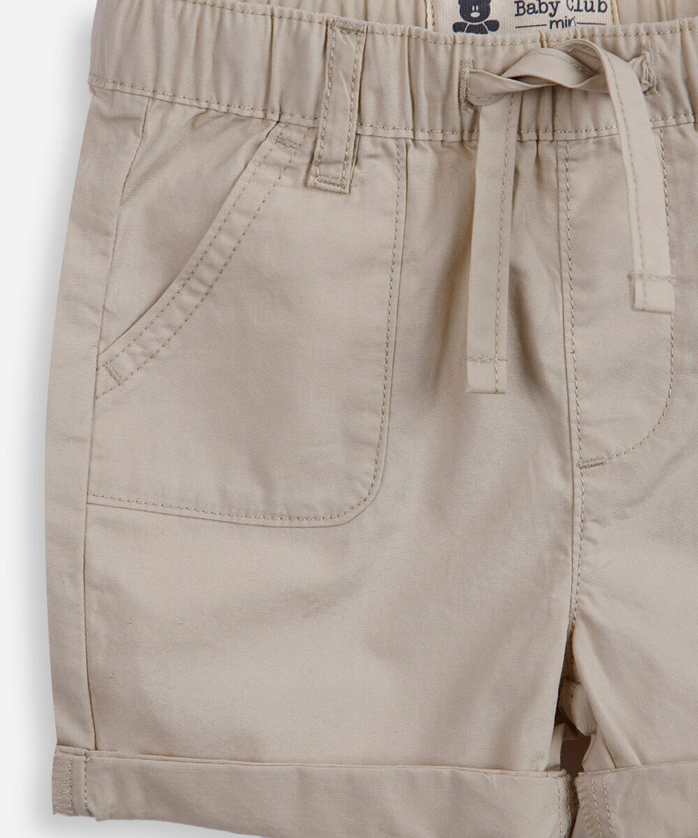 conjunto infantil de algodão com manga curta bege