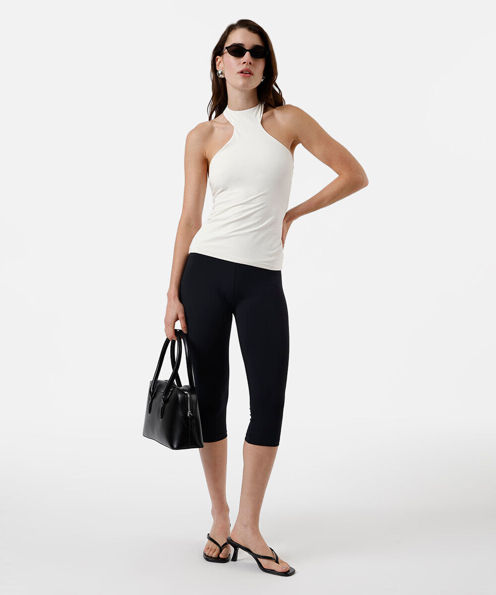 blusa feminina de poliamida halterneck off white