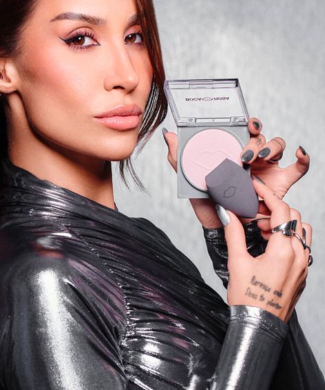 kit boca rosa esponja e pó translúcido jujuba