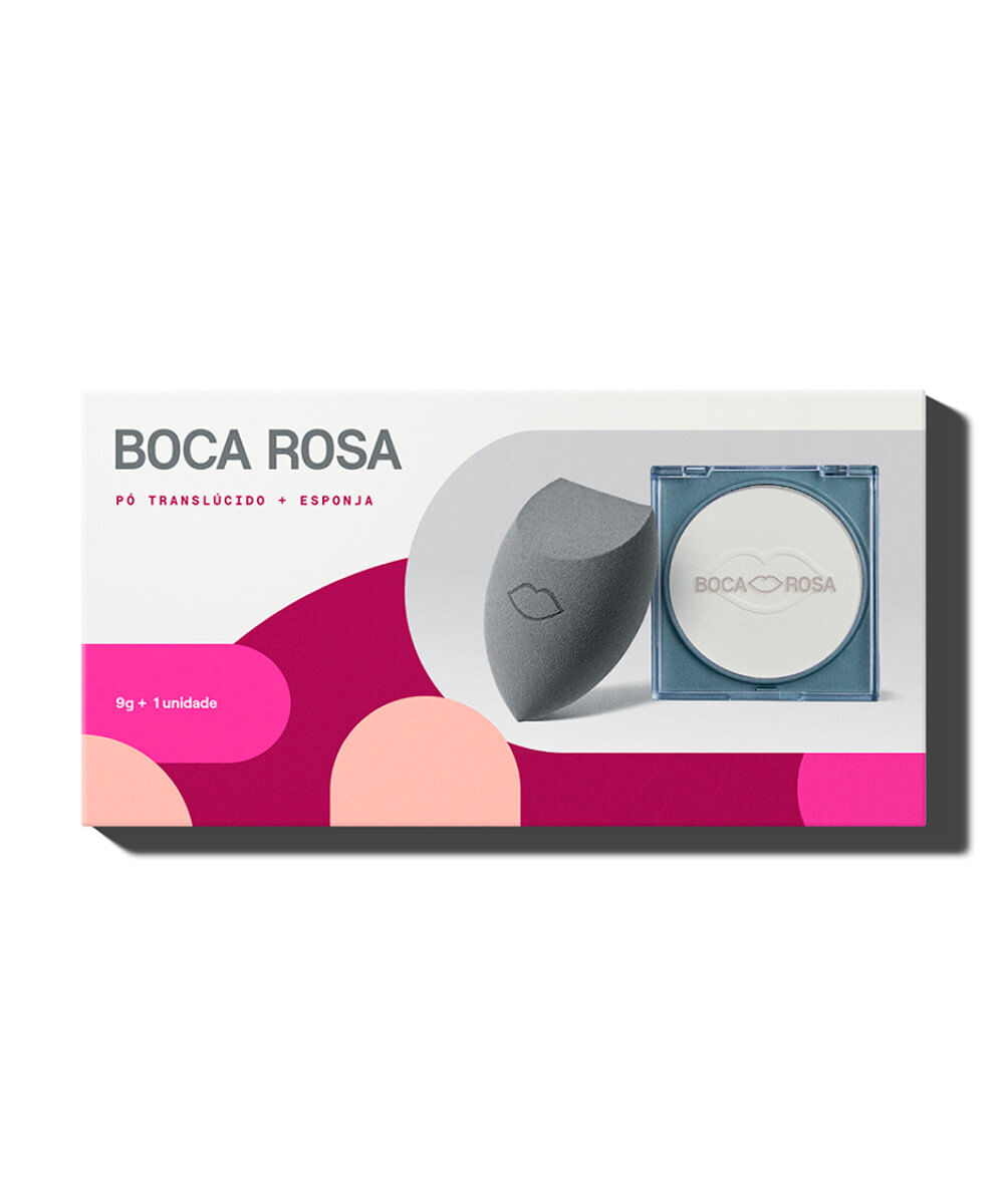kit boca rosa esponja e pó translúcido cocada