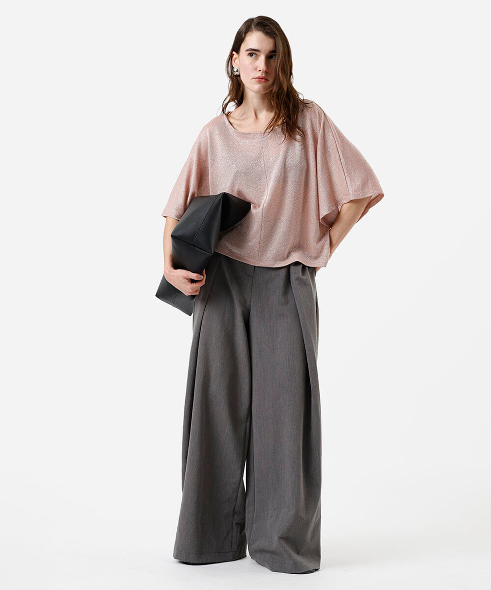 blusa de lurex manga curta rosa