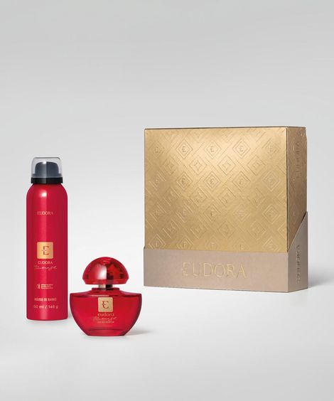 kit feminino eudora rouge mousse de banho 150ml e eau de parfum 35ml