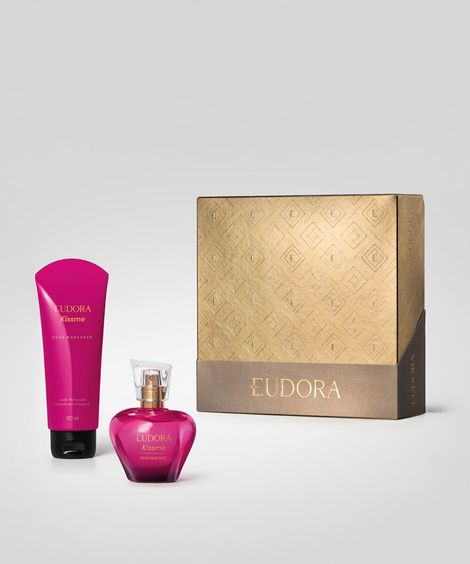 kit feminino eudora kiss me rosa marcante desodorante colônia 50ml e loção corporal 100ml