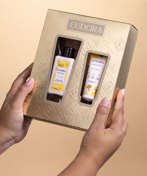 kit feminino eudora instance baunilha hidratante corporal 75ml e creme para mãos 30g