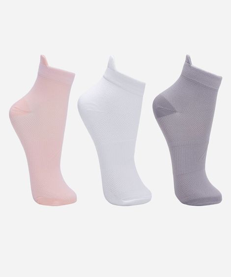 kit de 3 meias femininas cano médio cea sports colorida