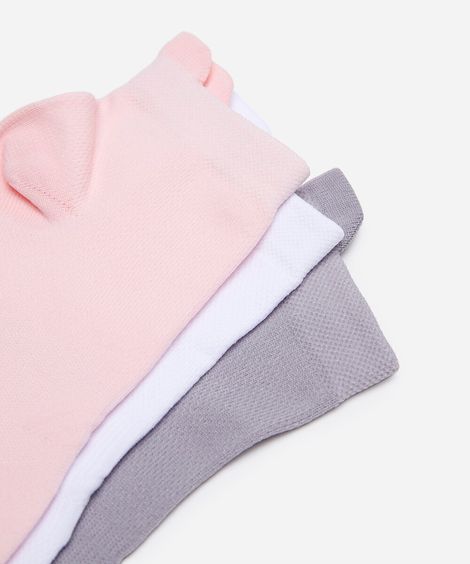 kit de 3 meias femininas cano médio cea sports colorida