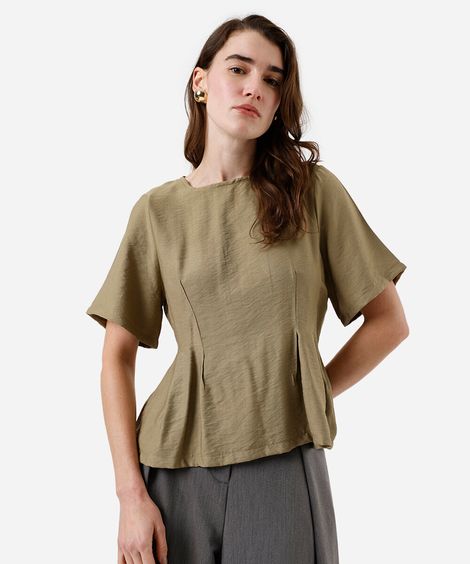 blusa feminina de viscose com pregas verde