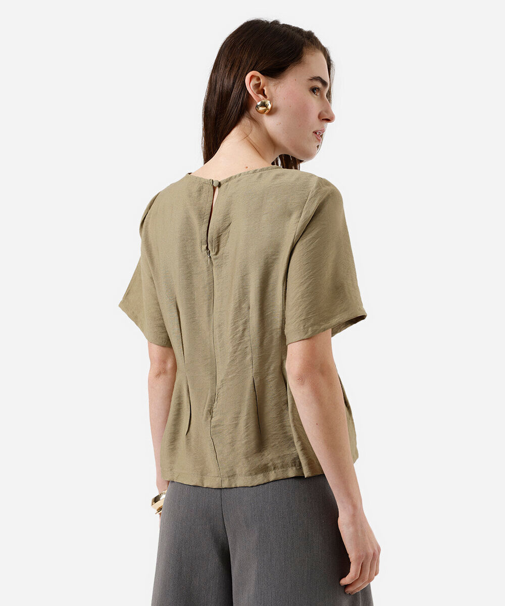 blusa feminina de viscose com pregas verde