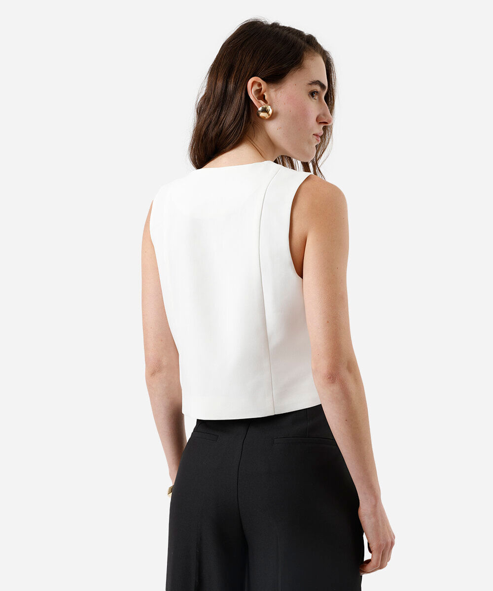 colete de alfaiataria feminino  decote v off white