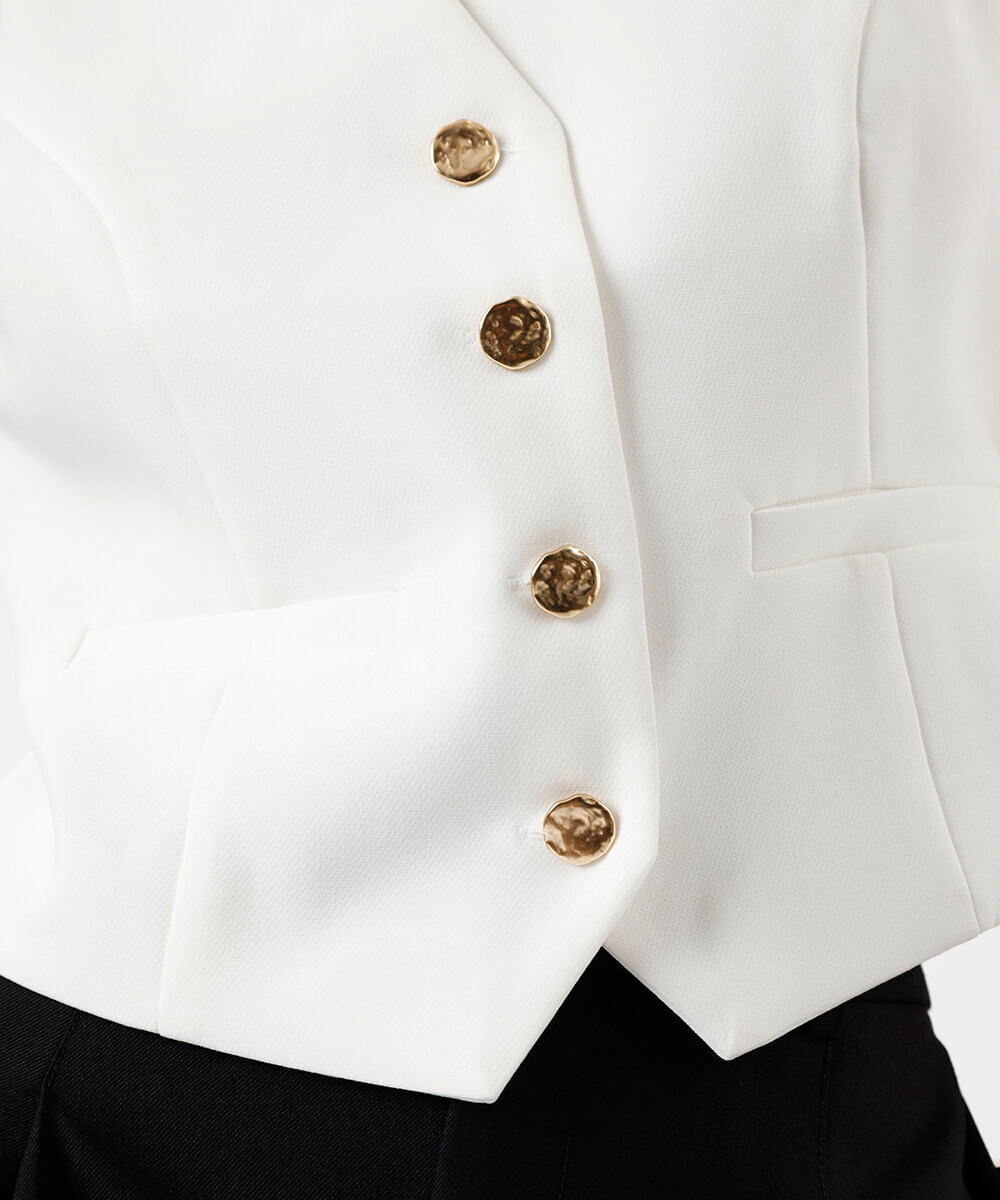 colete de alfaiataria feminino  decote v off white