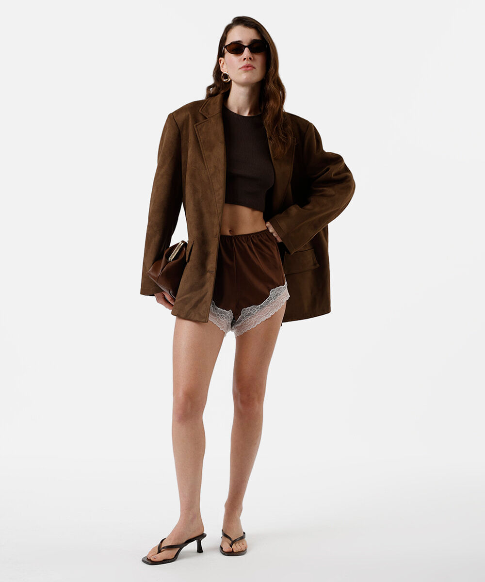 cropped básico feminino de algodão canelado marrom