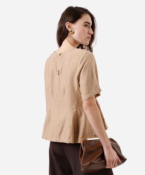 blusa feminina de viscose com pregas bege