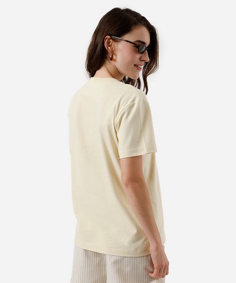 camiseta feminina de algodão verano amarela