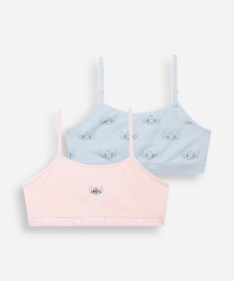kit com 2 tops faixa infantil stitch colorido