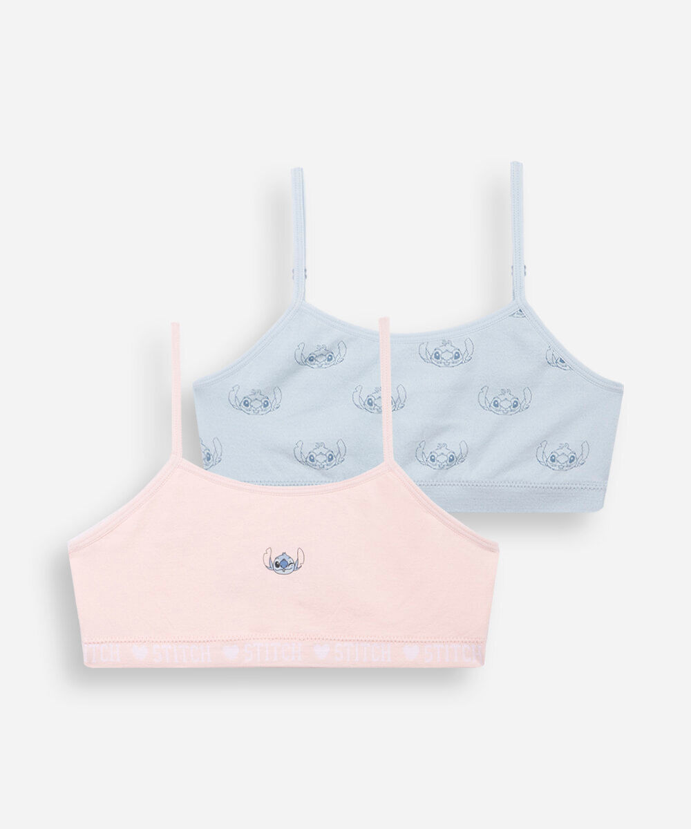 kit com 2 tops faixa infantil stitch colorido