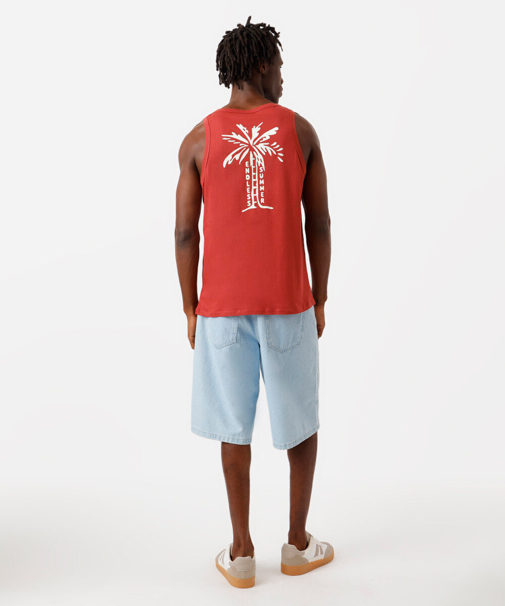 regata masculina de algodão estampada vermelha