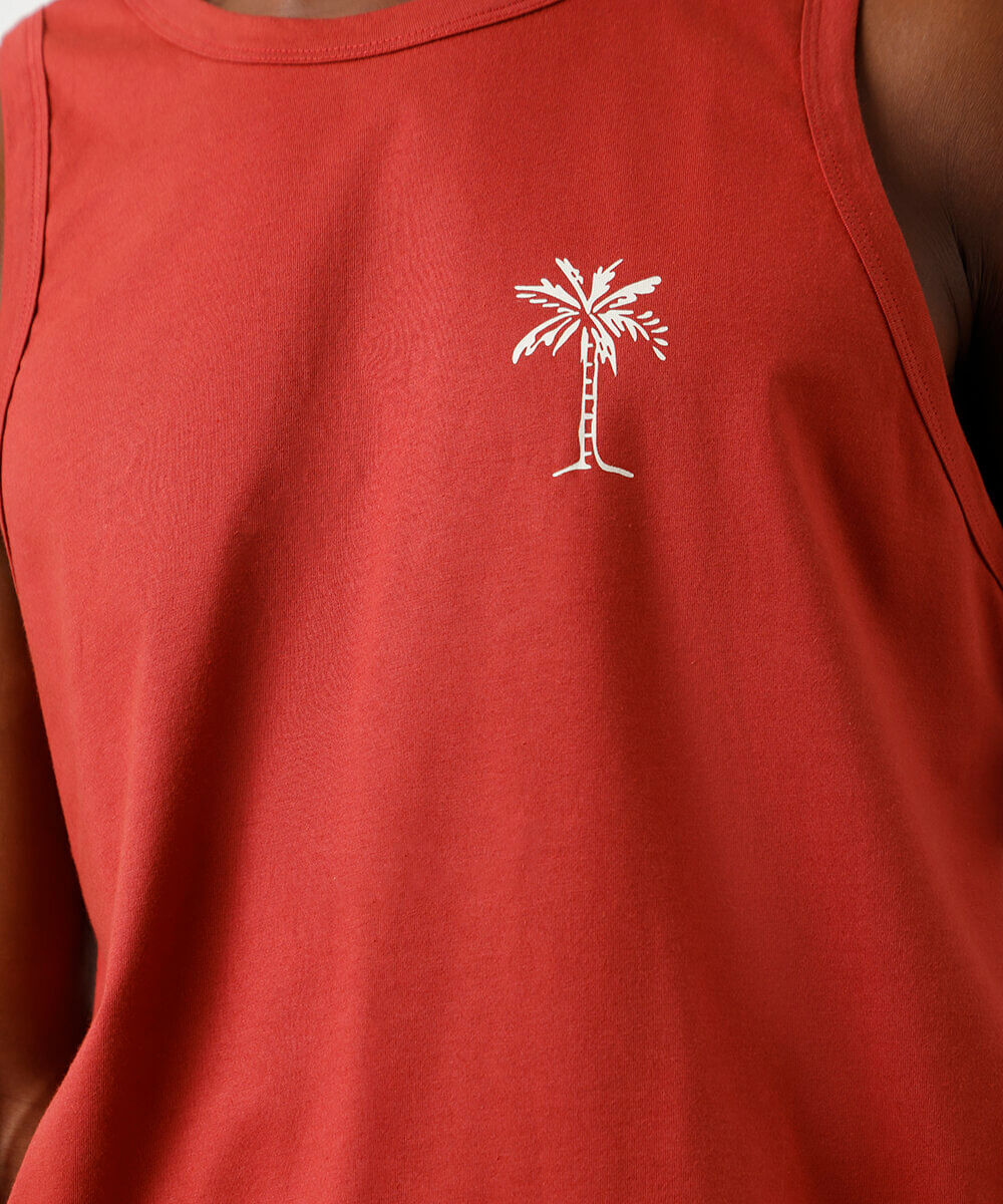 regata masculina de algodão estampada vermelha