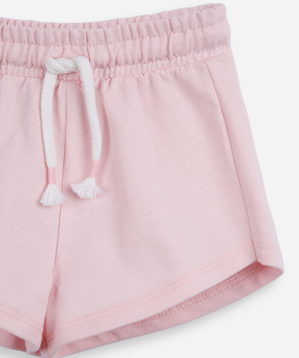 conjunto curto infantil de algodão listrado rosa