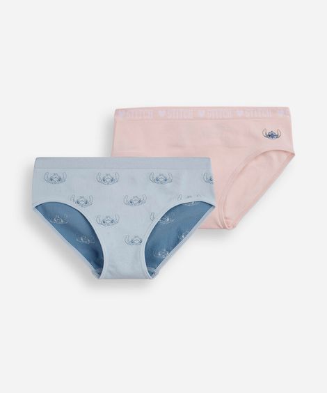 kit de 2 calcinhas infantis stitch colorido