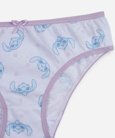 kit com 3 calcinhas de algodão stitch colorido