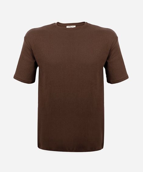 camiseta juvenil de algodão texturizada marrom