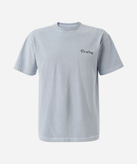 camiseta juvenil de algodão mangas curtas azul
