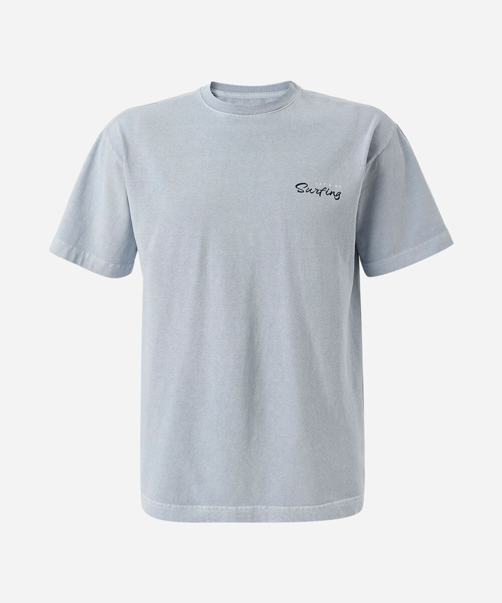 camiseta juvenil de algodão mangas curtas azul