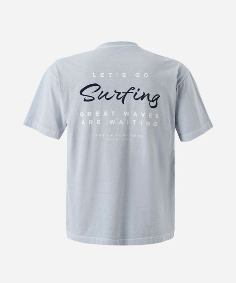 camiseta juvenil de algodão mangas curtas azul