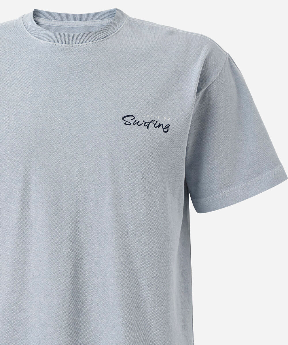 camiseta juvenil de algodão mangas curtas azul