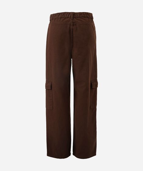 calça cargo juvenil em sarja marrom