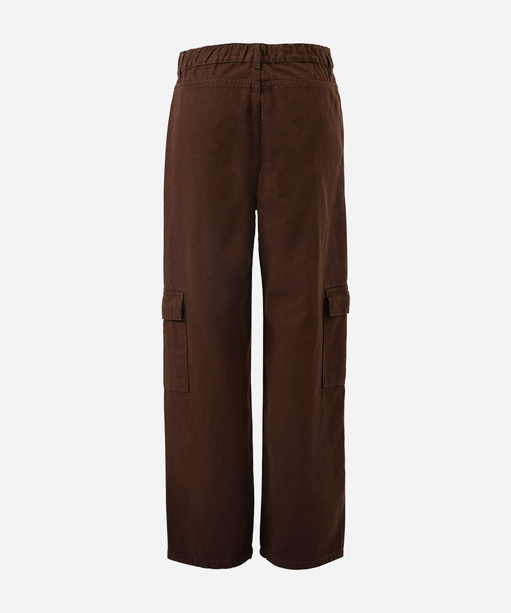 calça cargo juvenil em sarja marrom