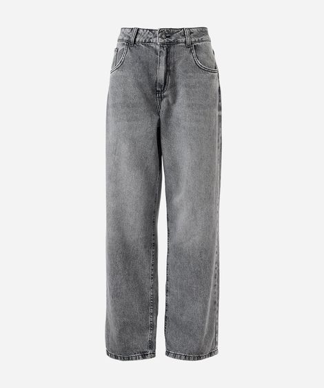 calça juvenil wide leg jeans cinza