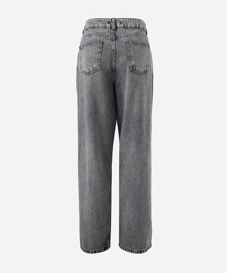 calça juvenil wide leg jeans cinza