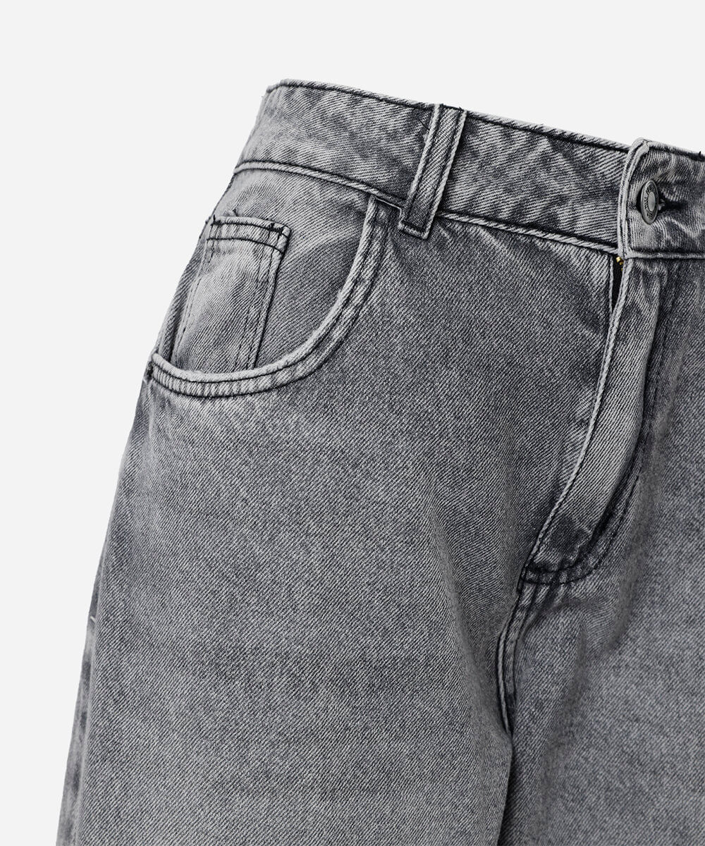 calça juvenil wide leg jeans cinza