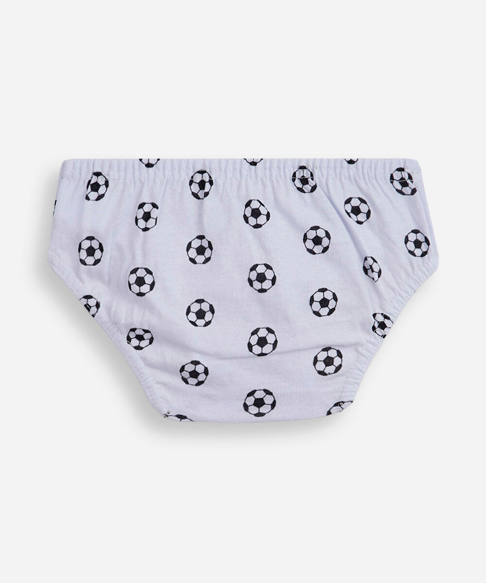 kit de 3 cuecas infantis em algodão futebol colorido