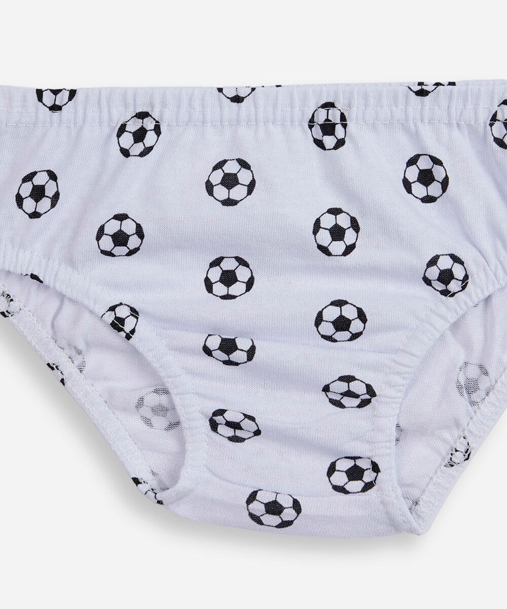 kit de 3 cuecas infantis em algodão futebol colorido