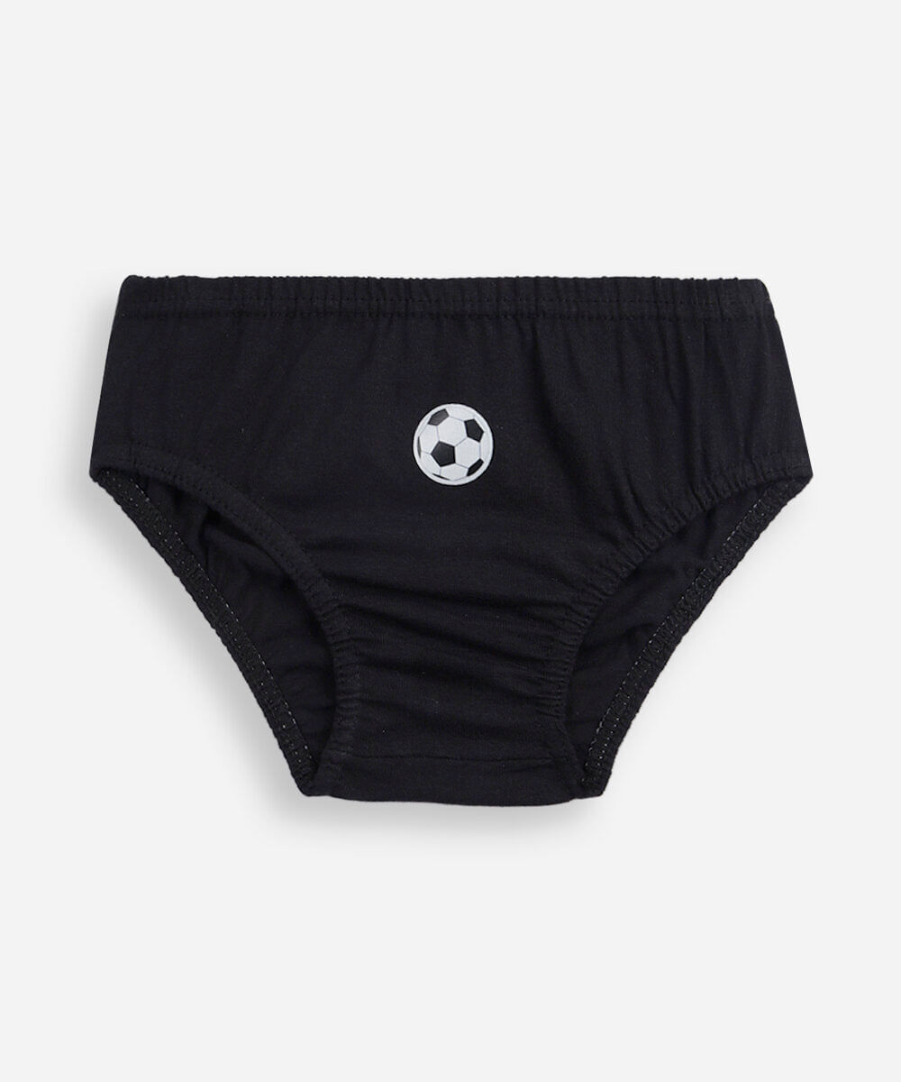 kit de 3 cuecas infantis em algodão futebol colorido