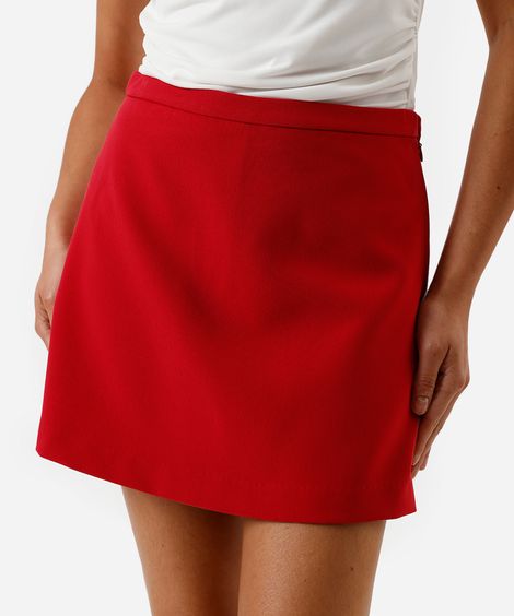 short saia de alfaiataria feminino cintura alta - vermelho